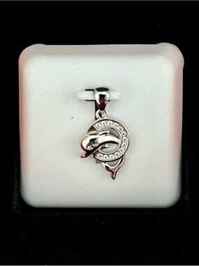 🆕 Dolphin & Ring Pendant -  Sterling & 1ctwt Moissanite $175 retail